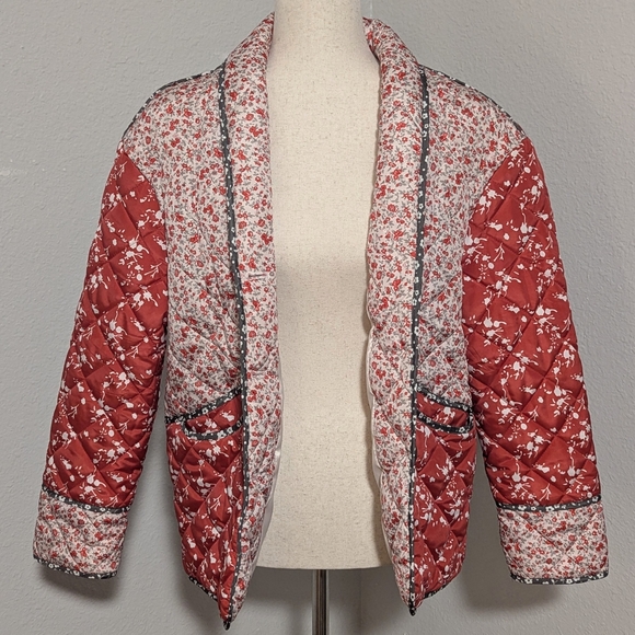 Patchwork Floral Quilted Jacket Cottagecore Shacket Oversized Xsmall - Picture 3 of 11